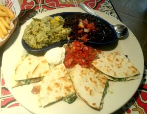Spinach and mushroom Quesadilla
