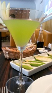 Basil and Apple Martini and stuffed Chillis
