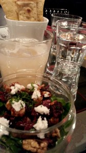 Ginger Lemonade  with Arugula, Chevre and Cranberry salad
