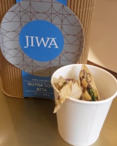 Chargrilled fruits, Hummus in a Soya wrap  