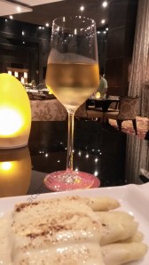 White Asparagus and hollandaise with an Indian Chardonay