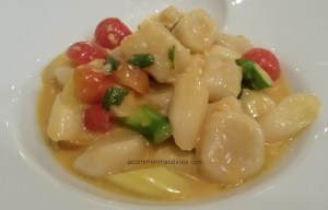 Potato gnocchi in sage butter, asparagus and cherry tomoatoes