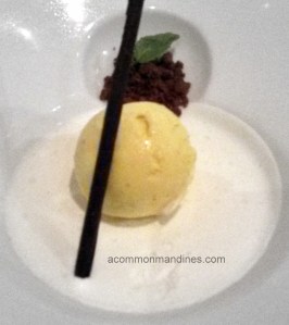 Asparagus panna cotta and saffron icecream