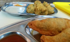 Methi Bhaji and Peas Karanji at Gokhle Uphar Griha