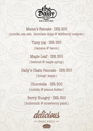 Pancake Menu at The Daily